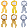 6Pcs 3 Styles Award Ribbon Shape Iron Badge Pins JEWB-CP0001-65-1