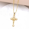 Crucifixion Cross Brass Micro Pave Cubic Zirconia Pendant Necklaces NJEW-S385-02G-1