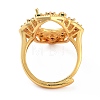 Rack Plating Oval Brass Micro Pave Cubic Zirconia Adjustable Ring Components X-KK-Q819-17G-3