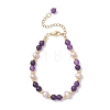 Adjustable Natural Quartz and Freshwater Pearl Beads Bead Bracelets BJEW-JB13031-3