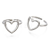 304 Stainless Steel Hollow Heart Cuff Rings RJEW-N038-122P-2