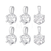 6Pcs 925 Sterling Silver Pave Clear Cubic Zirconia Flat Round Charms STER-PH0004-46P-6