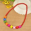 Colorful Wood Necklaces for Kids NJEW-JN00306-01-2