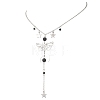 201 & 304 Stainless Steel Moon Star Butterfly Pendant Cable Chain Necklaces NJEW-TA00228-2