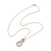 Glass Teardrop Pendant Necklaces NJEW-MZ00066-02-4