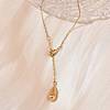 304 Stainless Steel Teardrop Pendant Tassel Lariat Necklaces NJEW-C114-02G-3