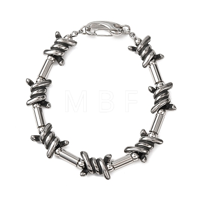 Punk 304 Stainless Steel Barbed Wire Link Chain Bracelets for Women Men BJEW-C148-02AS-1