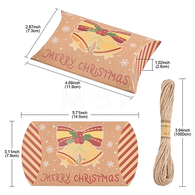 24Pcs 12 Styles Christmas Theme Cardboard Candy Pillow Boxes CON-FS0001-12-1