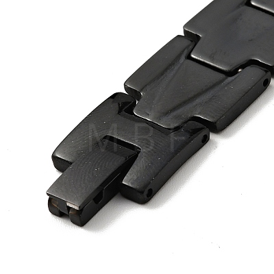 Vacuum Plating 201 Stainless Steel Rectangle Watch Band Bracelet BJEW-H550-01EB-1