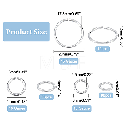   138Pcs 3 Styles Aluminum Open Jump Rings FIND-PH0007-15-1
