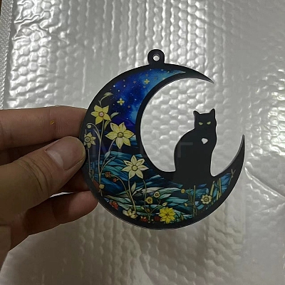 Moon with Cat Window Suncatchers PW-WG7D0D8-02-1