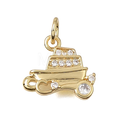 Brass Micro Pave Clear Cubic Zirconia Charms CU-CBAEEA8-30G-1