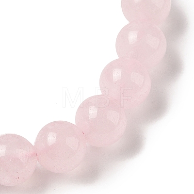 8mm Round Dyed Natural Rose Quartz Braided Bead Bracelets BJEW-C067-01B-20-1