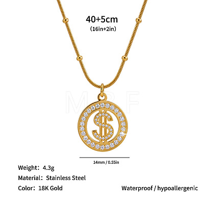 304 Stainless Steel Crystal Rhinestone Ring Pendant Necklaces WG906B2-06-1