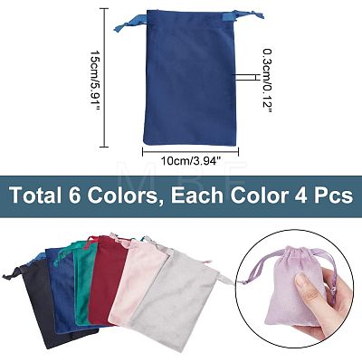 24Pcs 6 Colors Velvet Jewelry Drawstring Bags TP-HY0001-05B-1