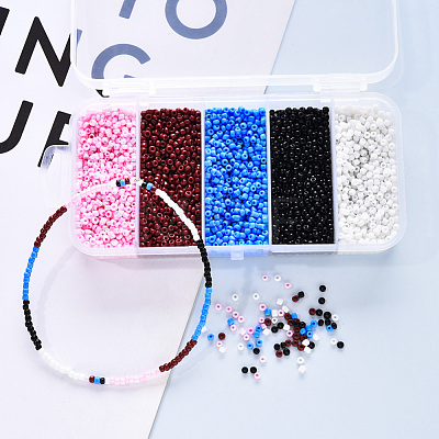 6000Pcs 5 Colors Glass Seed Beads SEED-YW0001-15A-1