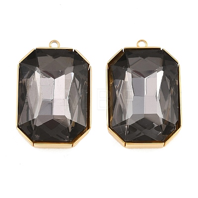 304 Stainless Steel & Glass Pendants STAS-G398-27G-03-1