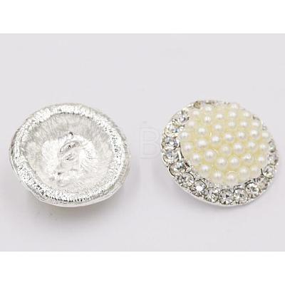 Acrylic Pearl & Rhinestone Shank Buttons BUTT-WH0003-01-1