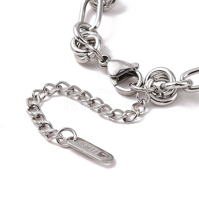 304 Stainless Steel Knot Link Chain Bracelet for Men Women X-BJEW-E020-01P-1