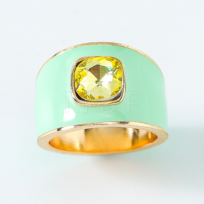 Zinc Alloy Enamel Glass Finger Rings FS-WG383A9-02-1