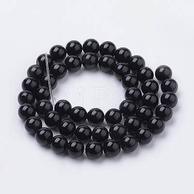 Natural Black Onyx Beads Strands X-G-S259-19-6mm-1