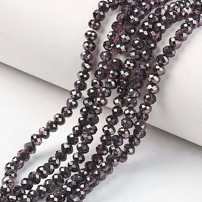 Electroplate Transparent Glass Beads Strands EGLA-A034-T2mm-P07-1