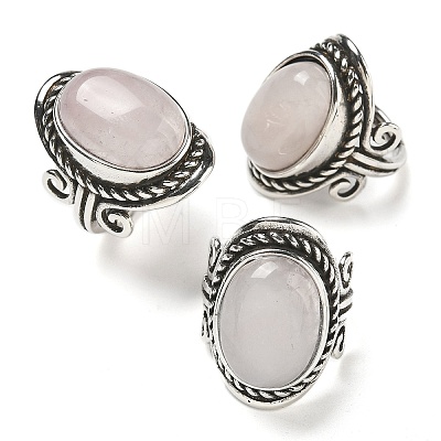 Natural Rose Quartz Adjustable Rings RJEW-I108-01AS-13-1