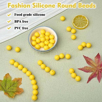 100Pcs Silicone Beads Round Rubber Bead 15MM Loose Spacer Beads for DIY Supplies Jewelry Keychain Making JX448A-1