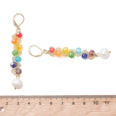 Round 304 Stainless Steel & Glass Seed Beads Dangle Leverback Earrings EJEW-MZ00717-1