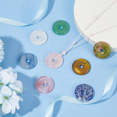8Pcs 8 Styles Mixed Gemstones Pendants G-BC0001-55-1