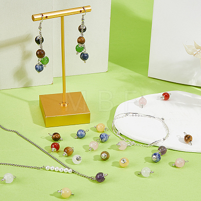 100Pcs 10 Colors Natural Gemstone Pendants PALLOY-FH00207-1