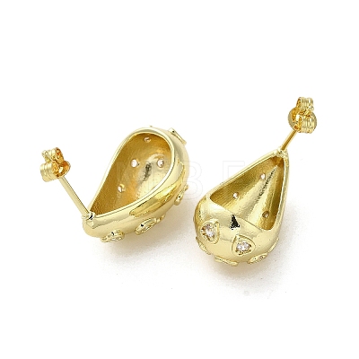 Brass with Cubic Zirconia Stud Earrings EJEW-G381-01G-1