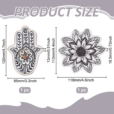 2Pcs 2 Styles Floral Hamsa Hand Flower Porcelain Trinket Dishes AJEW-ME0003-92-1