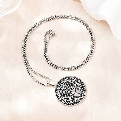 Religion 201 Stainless Steel Eye of Horus Egyptian Scarab Pendant Egyptian Scarab Box Chain Necklaces SA-H003-02P-1