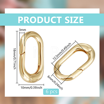 6Pcs Brass Spring Gate Rings KK-BC0014-89-1