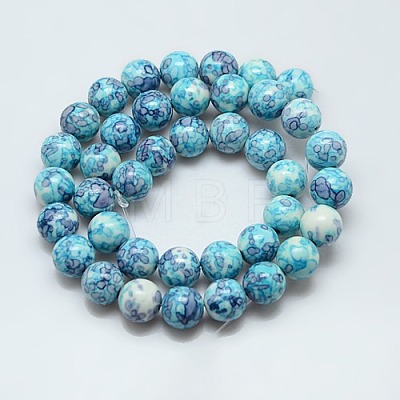 Synthetic Ocean White Jade Beads Strands G-C219-6mm-02-1