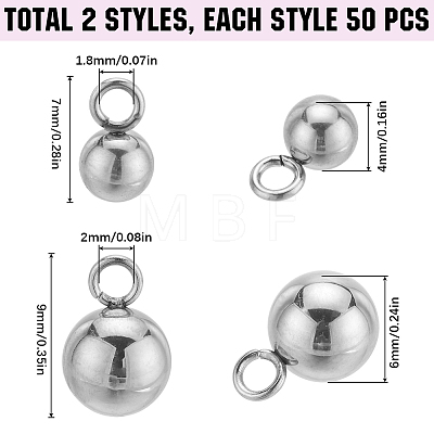 SUNNYCLUE 100Pcs 2 Styles 202F & 201 Stainless Steel Charms STAS-SC0006-33-1