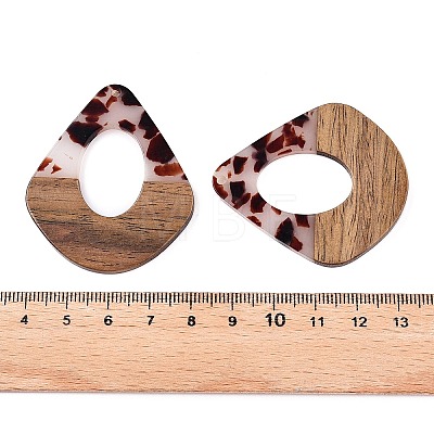 Transparent Resin and Walnut Wood Pendants RESI-T057-07B-1