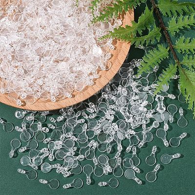 500Pcs Plastic Glue-on Flat Pad Bails KY-YW0002-14-1