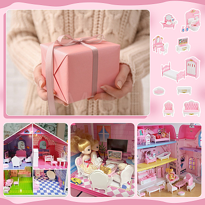   Plastic Doll Bedroom & Bathroom & Living Room Furniture Kit DIY-PH0022-06-1