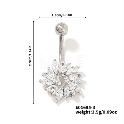 Shiny Brass Crystal Rhinestone Belly Button Rings CZ7821-3-1