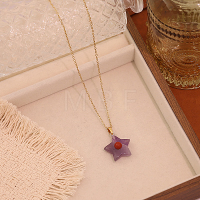Natural Amethyst Pendant Necklaces WG2F85E-03-1