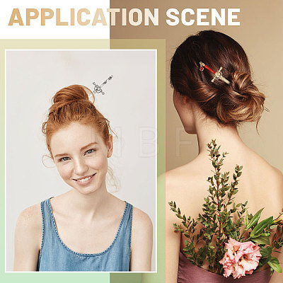 6Pcs 6 Styles Alloy Hair Pin AJEW-FH0006-17-1
