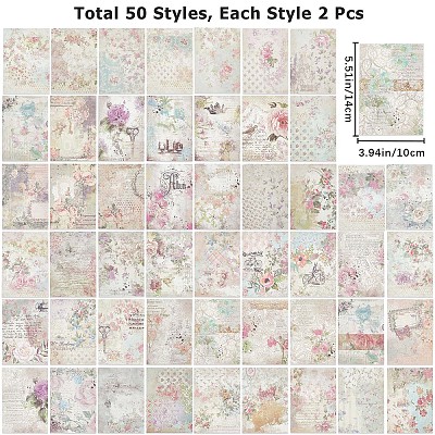 100 Sheets 50 Patterns Flower Theme Scrapbook Paper Pads DIY-WH0430-008C-1