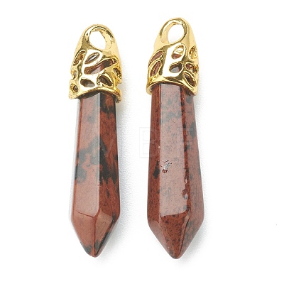 Bullet Natural Mahogany Obsidian Pointed Pendants G-E332-C37-G-1