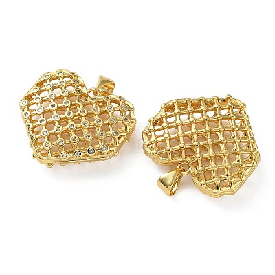 Brass Micro Pave Clear Cubic Zirconia Pendants KK-D221-19G-07-1