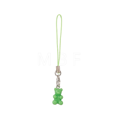 Opaque Resin Bear Mobile Straps HJEW-JM00893-1