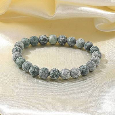 Natural Green Spot Jasper Bead Stretch Bracelets BJEW-K212-B-017-1