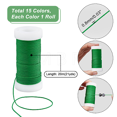   15 Rolls 15 Colors Nylon Chinese Knotting Cord OCOR-PH0001-88-1