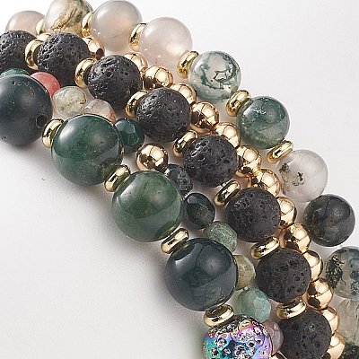 5Pcs 5 Style Natural Mixed Gemstone Beaded Stretch Bracelets Set BJEW-JB09002-1